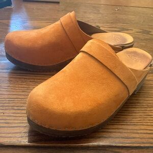 Lotta From Stockholm Orange Suede Clogs